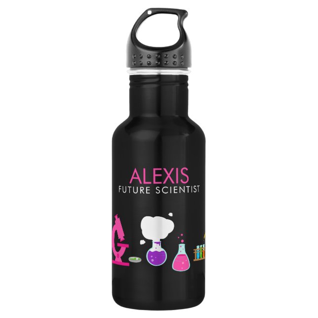 Girly Future Scientist Stainless Steel Water Bottle (Front)