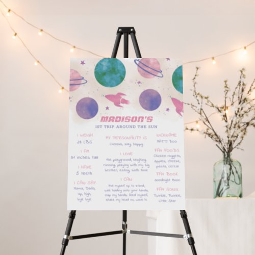 Girly Galaxy Watercolor Planet Birthday Milestone Foam Board