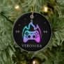Girly Gamer Neon Video Game Console Name & Year Ceramic Ornament