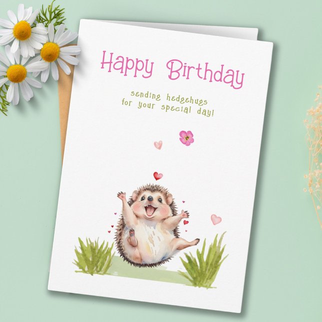 Girly Garden Hedgehug All Ages Birthday Card (Girly Garden Hedgehug All Ages Birthday Card)