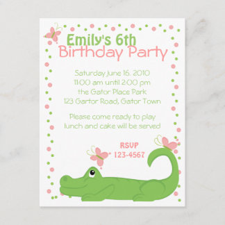 Girly Gator Invitation