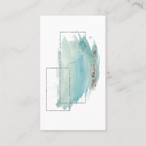 *~* Girly Geometric Silver &amp; Turquoise Watercolor Business Card