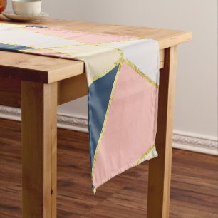 Girly Geometric Triangles with Faux Gold Short Table Runner