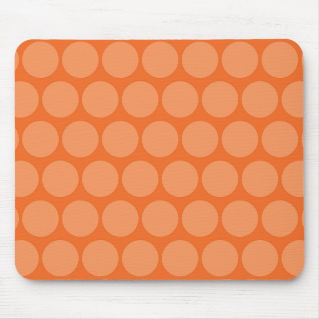 Girly Giant Big Orange Peach Polka Dots Pattern Mouse Pad (Front)