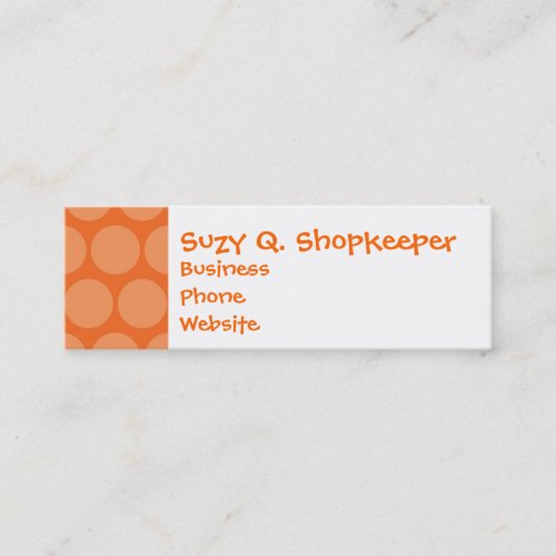 Girly Giant Big Orange Polka Dots Pattern Mini Business Card