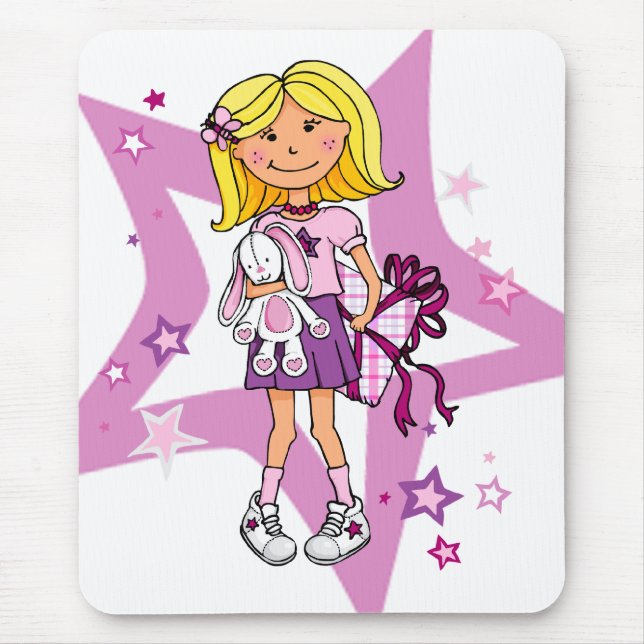 Girly Gift blond girl Mouse Pad (Front)