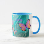 Girly Gift! Butterfly Mug, Add NAME! Mug<br><div class="desc">Check out my other MATCHING BUTTERFLY ITEMS! Search "Butterfly" at zazzle.com/kfwinters</div>