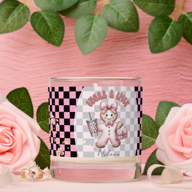 Girly Gingerbread Christmas Pink Groovy Scented Candle (Wedding)
