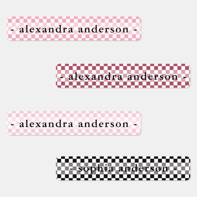 Girly Gingham Kids Name  Labels (Group)