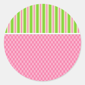 Girly Girl Checks & Stripes Customizable Stickers
