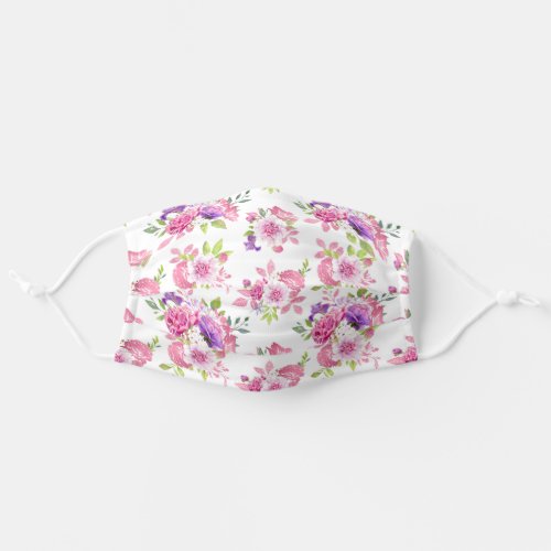 Girly Girl Feminine Pink Peony Floral Summer Adult Cloth Face Mask