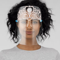 Girly-Girl Glam Gold Diamond Princess Crown Tiara Face Shield