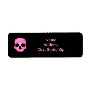 Girly girl pink elegant swirly skull label