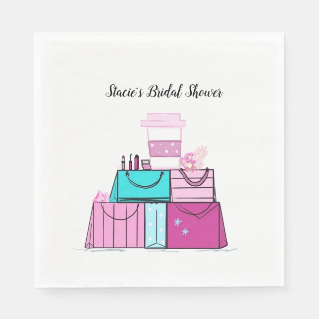 Girly Girl Pink Holiday Bridal Shower Napkins (Front)
