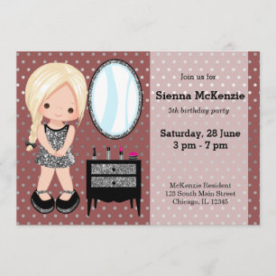 Girly girl silver - choose background color invitation