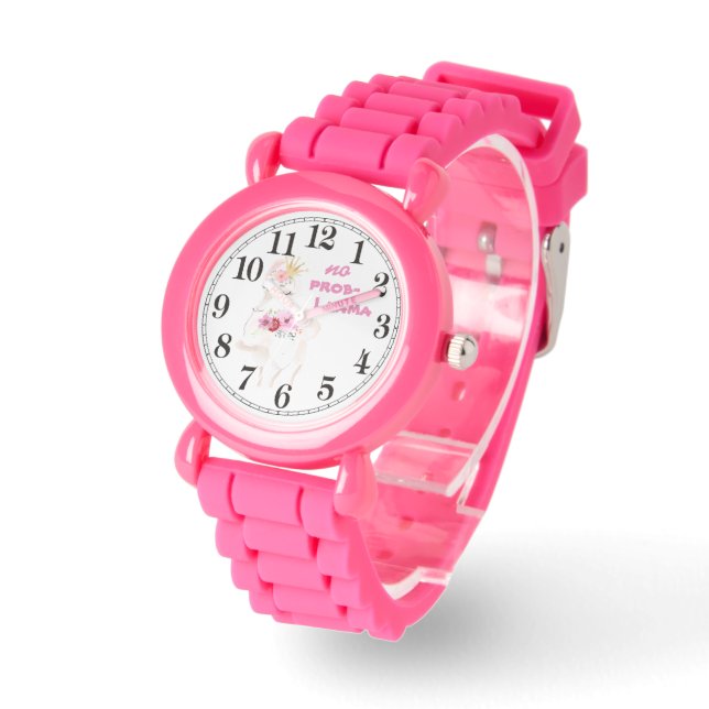 Girly Girls No Prob-Llama Pink Watch (Angle)