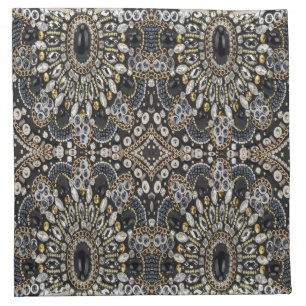 girly glam art deco black gold bohemian cloth napkin