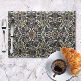 girly glam art deco black gold bohemian  cloth placemat