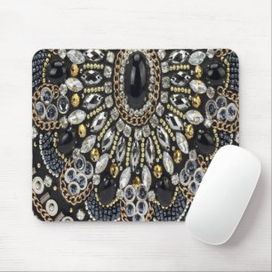 girly glam art deco black gold bohemian mouse pad