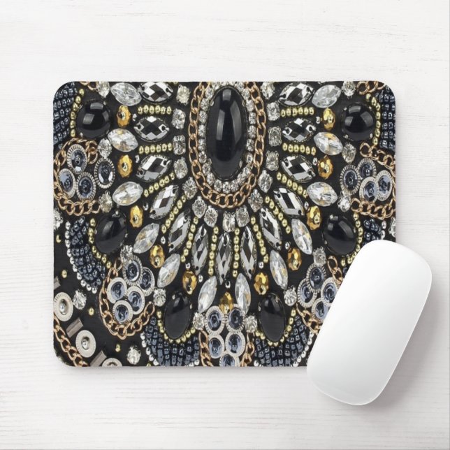 girly glam art deco black gold bohemian  mouse pad (With Mouse)
