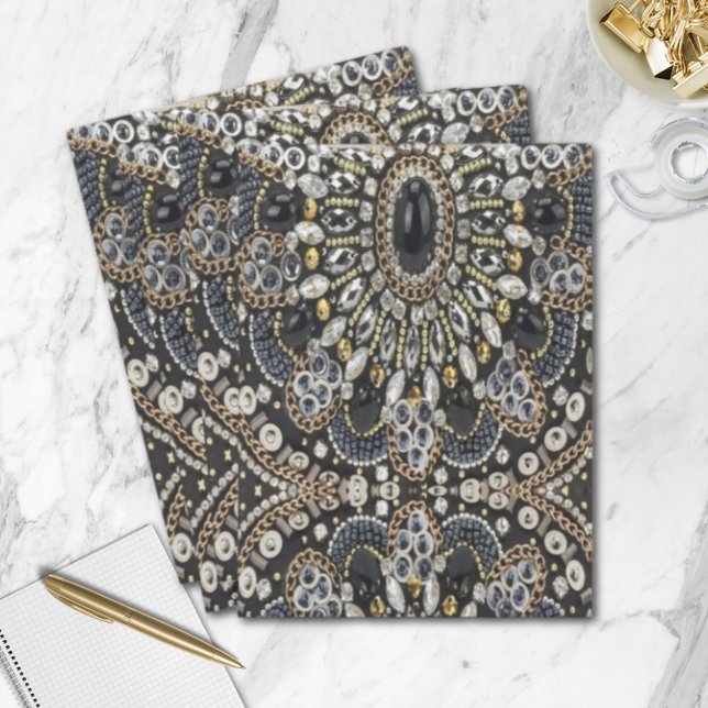 girly glam art deco black gold bohemian  pocket folder (girly glam art deco black gold bohemian pocket folder)