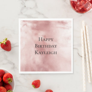 Girly Glam Blush Pink Birthday Napkins