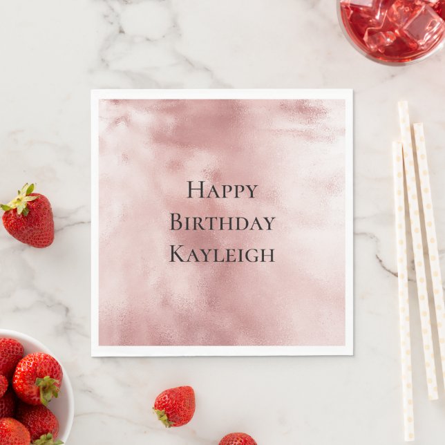 Girly Glam Blush Pink Birthday Napkins (Insitu)