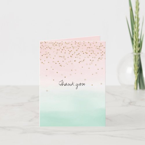 Girly Glam Blush Pink Mint Gold Sparkle Confetti Card