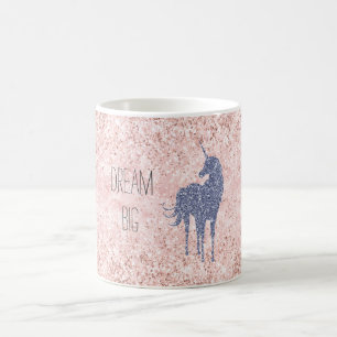 Girly Glam Blush Pink Purple Unicorn Glitter Coffee Mug