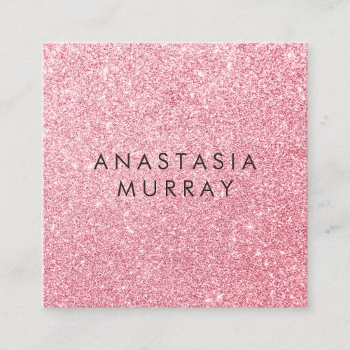 Girly  Glam Blush Pink Rose Gold Glitter Sparkles Square Business Card