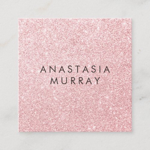Girly  Glam Blush Pink Rose Gold Glitter Sparkles Square Business Card