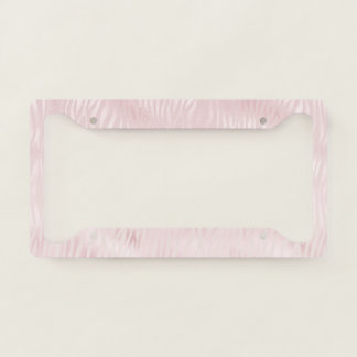 Girly Glam Blush Pink Zebra Print License Plate Frame
