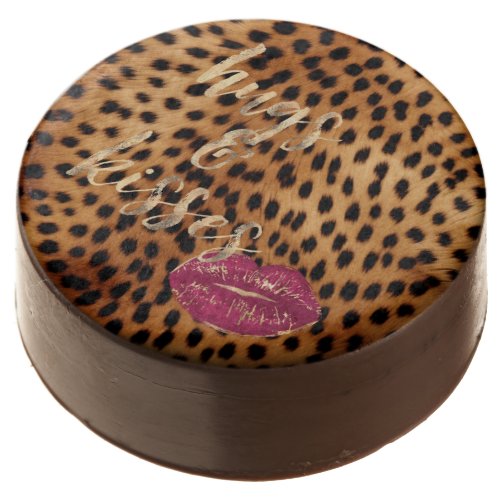 Girly Glam Cheetah Leopard Hugs  Kisses Lips Chocolate Covered Oreo