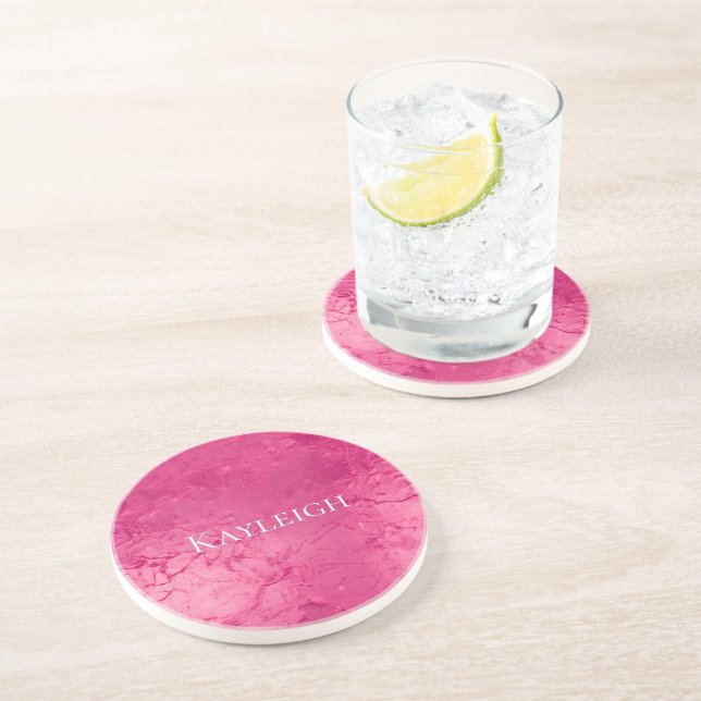 Girly Glam Chic Pink Birthday Coaster (Side)