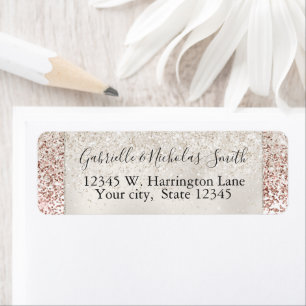 Girly Glam Elegant Pink White Glitter Glitz Label