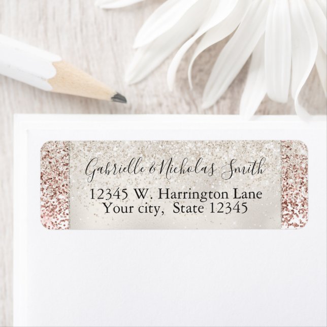 Girly Glam Elegant Pink White Glitter Glitz Label (Insitu)