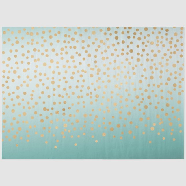 Girly Glam Gold Confetti Mint Ombre Baby Shower Tissue Paper (Front)