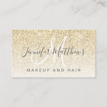 Girly Glam Gold Glitter Makeup Artist Hair Salon Business Card by epclarke at Zazzle