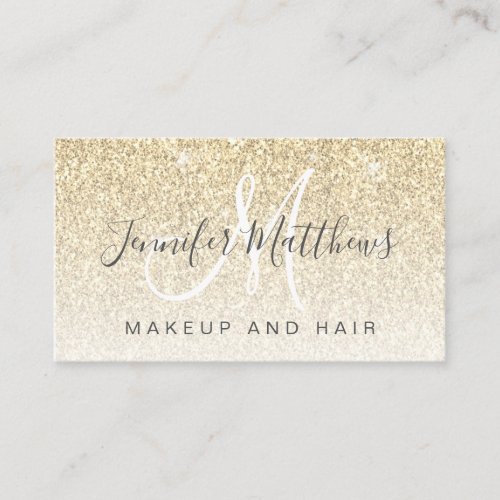 Girly Glam Gold Glitter Makeup Artist Hair Salon Business Card