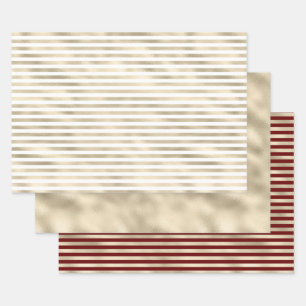 Girly Glam Gold Glitz Stripes Wrapping Paper Sheets