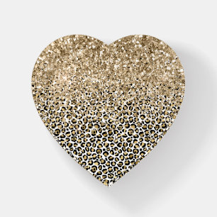 Girly Glam Gold Leopard Print Glitter sparkle Paperweight