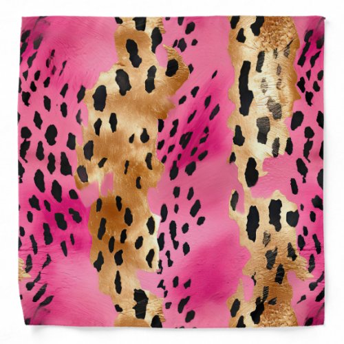 Girly Glam Gold Pink Black Leopard  Bandana