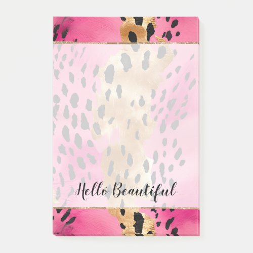 Girly Glam Gold Pink Black Leopard  Post_it Notes