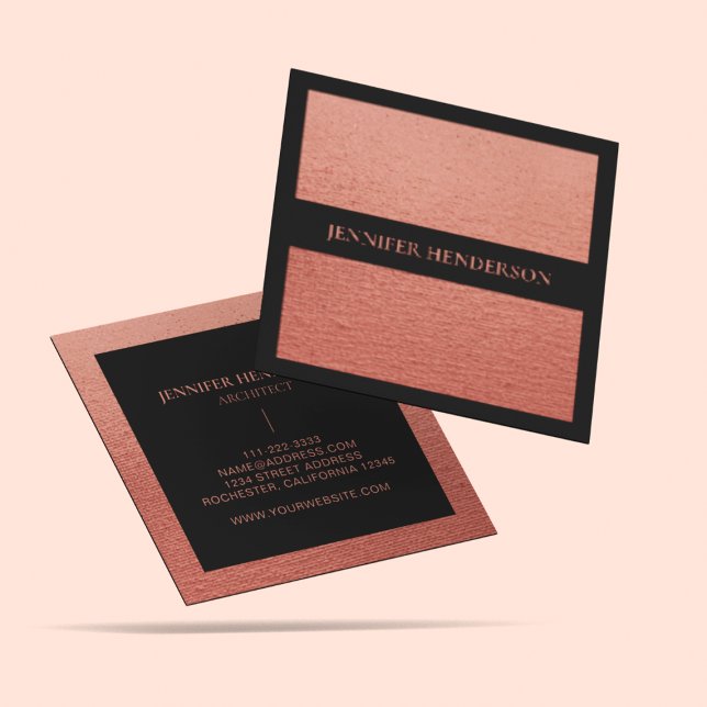 Girly Glam Gold Rose Gold Texture Professional  Square Business Card (Creator Uploaded)