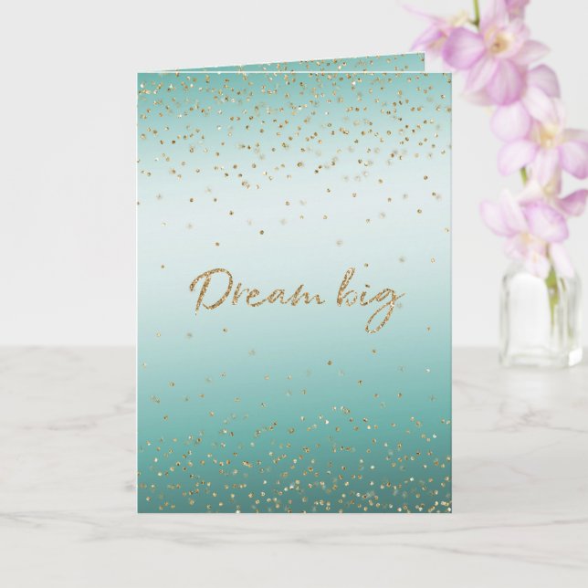 Girly Glam Gold Sparkle Confetti Mint Glitter     Card (Orchid)