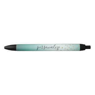 Girly Glam Gold Sparkle Confetti Mint Ombre Pen