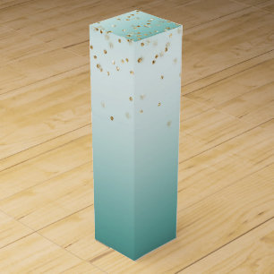 Girly Glam Gold Sparkle Confetti Mint Ombre Wine Box