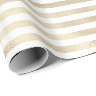 Girly Glam Gold Stripes Wrapping Paper
