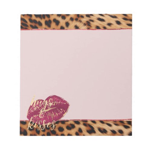Girly Glam Leopard Hugs  Kisses Lips Notepad