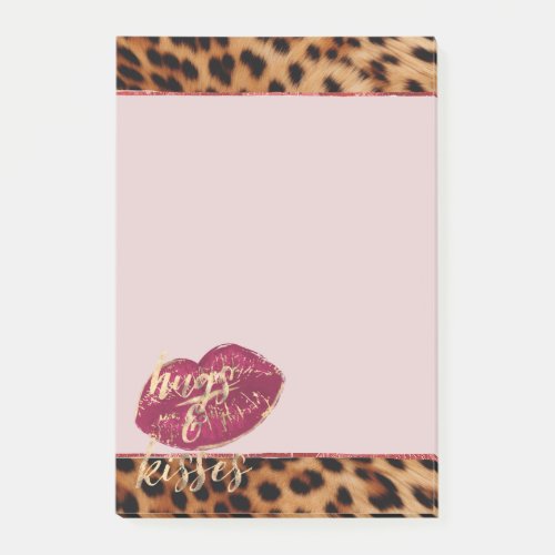 Girly Glam Leopard Hugs  Kisses Lips Post_it Notes